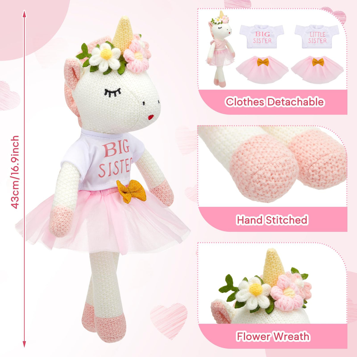 Blueweenly unicorn doll big sister setup showing coordinated clothes to spark creative fashion play.