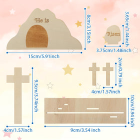 Blueweenly wooden crosses and stones 12-pack for Sunday school activities.