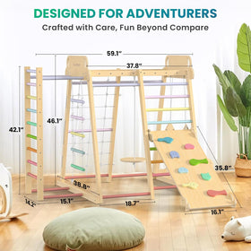 BlueWood 9-in-1 climber with monkey bars supports active movement and coordination.
