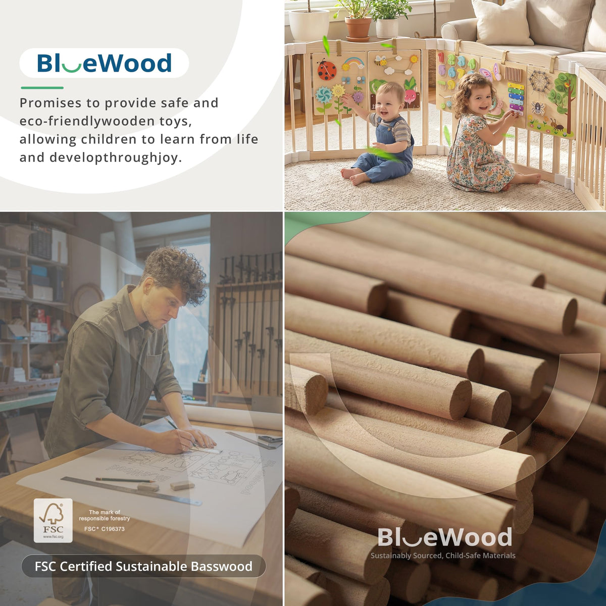 BlueWood Busy Board multiplayer play encourages sharing and teamwork