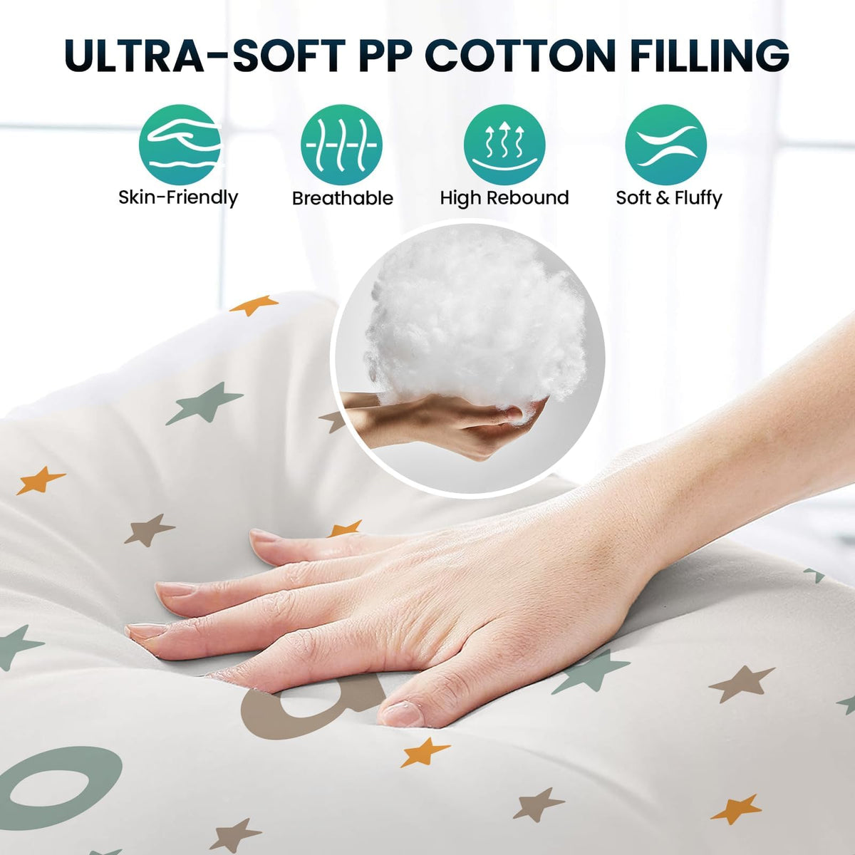 BlueWood Pikler cushion with soft cotton cover offers gentle comfort during play.