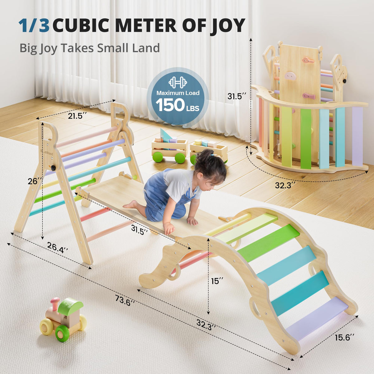 BlueWood Pikler Triangle Ramp invites gentle slides and imaginative movement for toddlers.