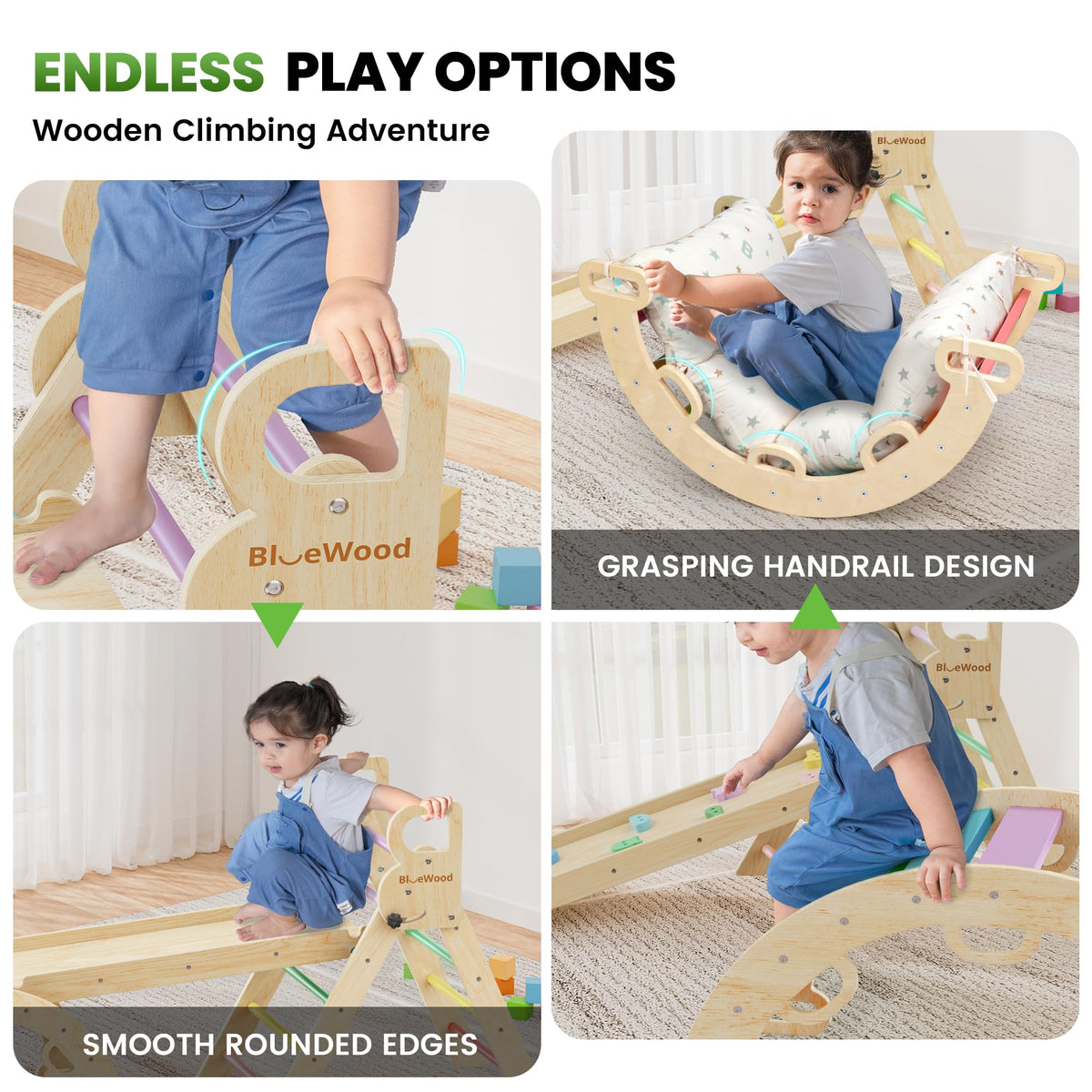 BlueWood Cushion Cover offers removable padding for comfortable play sessions.