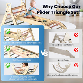 BlueWood Pikler set slide and arch ladder supports active, imaginative play.
