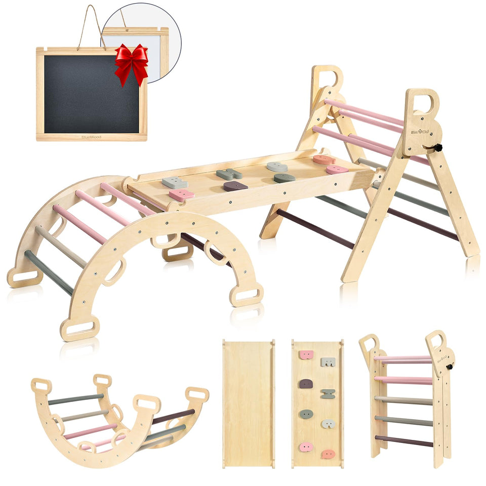 BlueWood Pikler triangle set triangle ladder play sparks creative climbing fun.