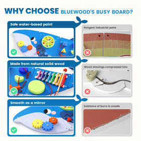 BlueWood Whale Busy Board children playing supports fine motor skills during daily activities.
