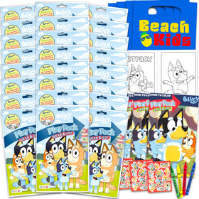 Bluey 12 activity packs with mini coloring books for kids' party favors.