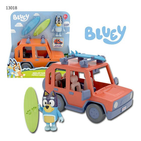 Bluey 4WD vehicle with surfboards ready for ride-alongs.