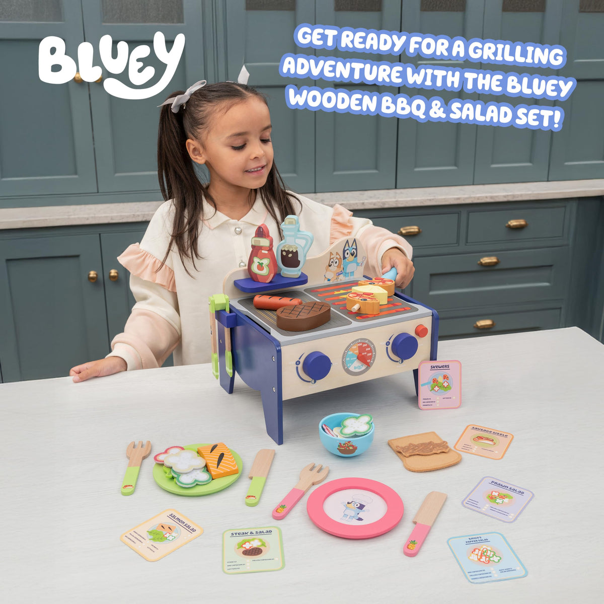 Bluey 8th Wonder wooden grill with realistic heat dials for interactive play.