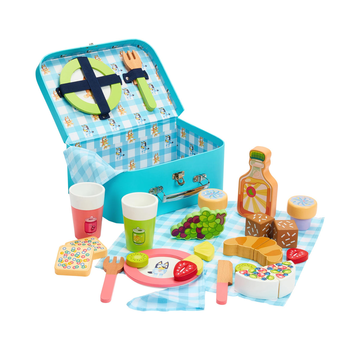 Bluey 8th Wonder wooden picnic basket case for imaginative play outdoors