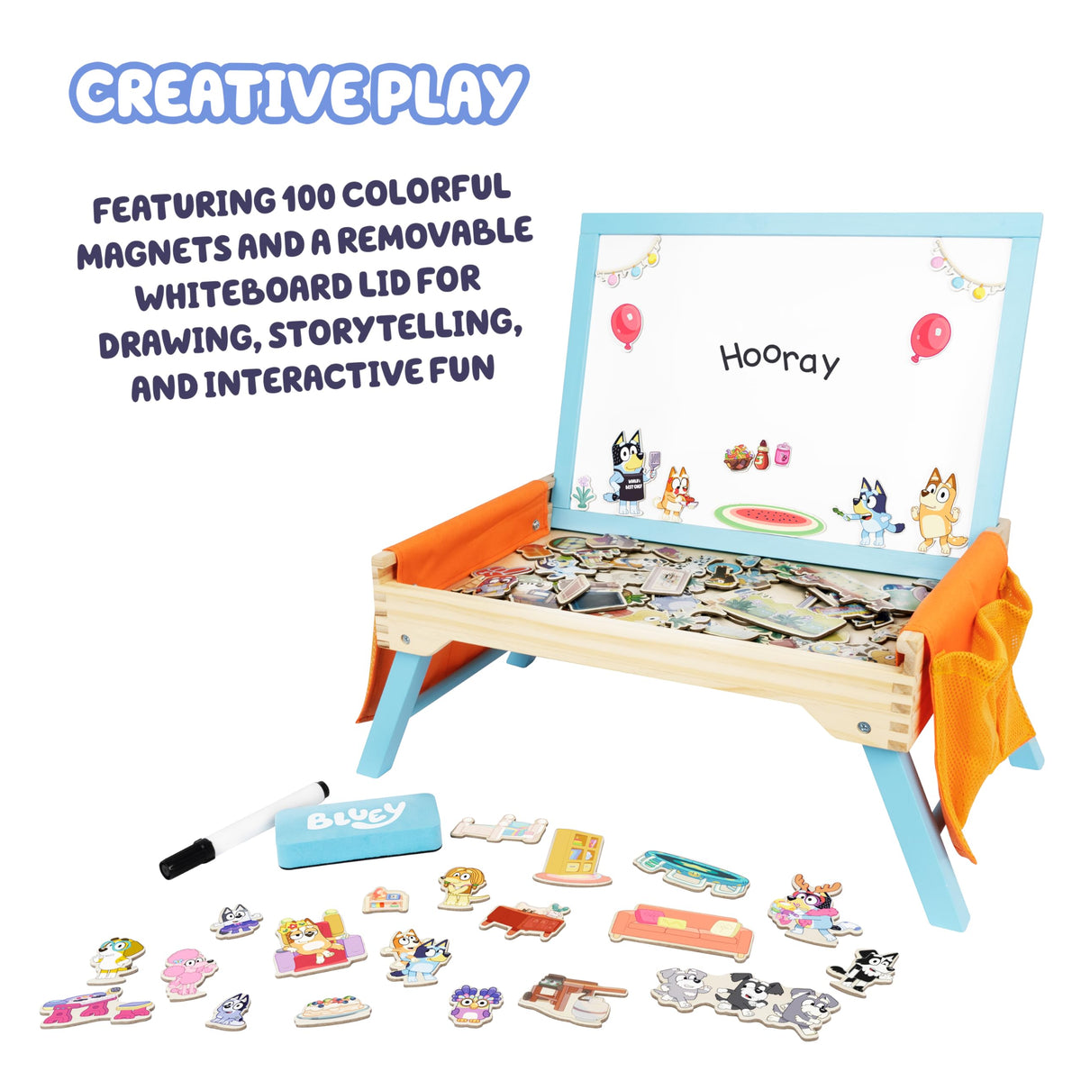 Bluey Art Creation Station foldable legs allow easy storage after sessions.