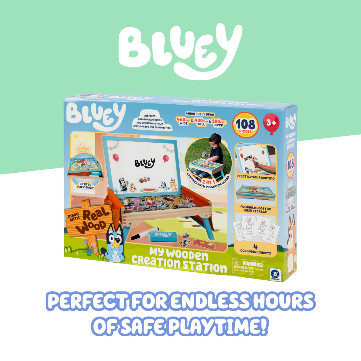 Bluey Art Creation Station kids desk ready for home, travel, or classroom play.