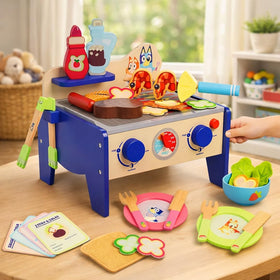 Bluey backyard-feast set inspires social play and coordination.