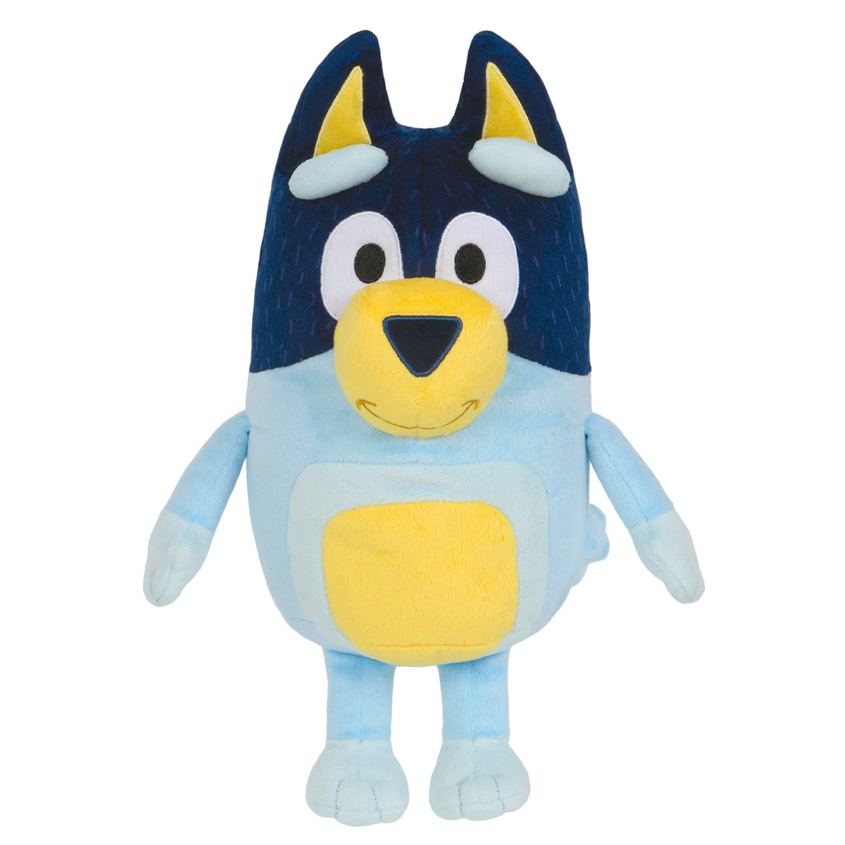 Bluey Bandit talking plush; press tummy to hear nine phrases for imaginative play.