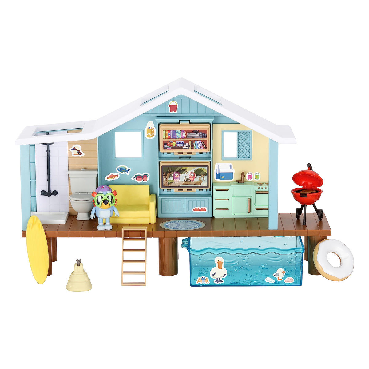 Bluey Beach Cabin Playset 10-inch house for imaginative pretend play.