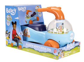 Bluey & Bingo Keepy Uppy Ride On child-friendly seat supports weight up to 44 lbs.