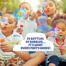 Bluey bubbles arranged as a party favor for celebrations.