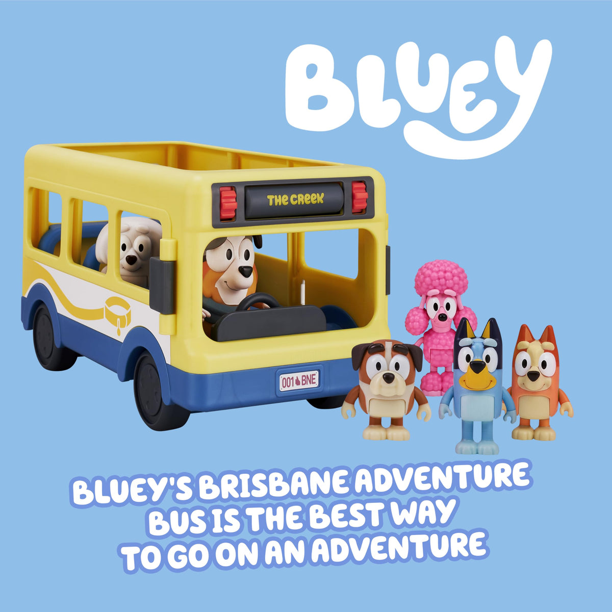Bluey Bus seating fits all six 2.5-3 inch figures for group play.