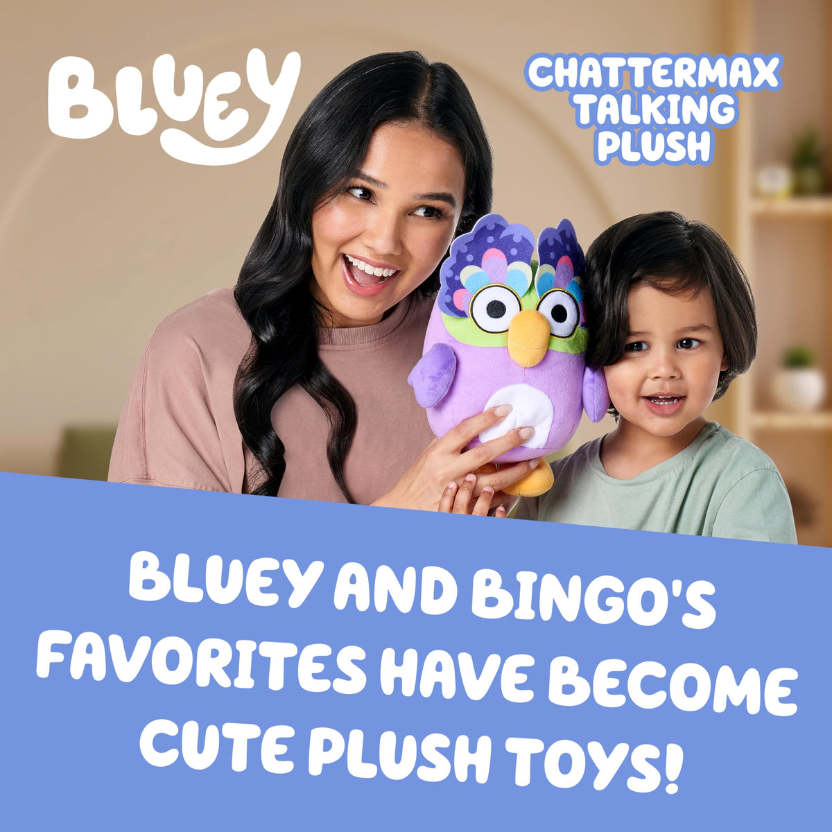 Bluey Chattermax back view, durable stitching for lasting hugs and storytelling.
