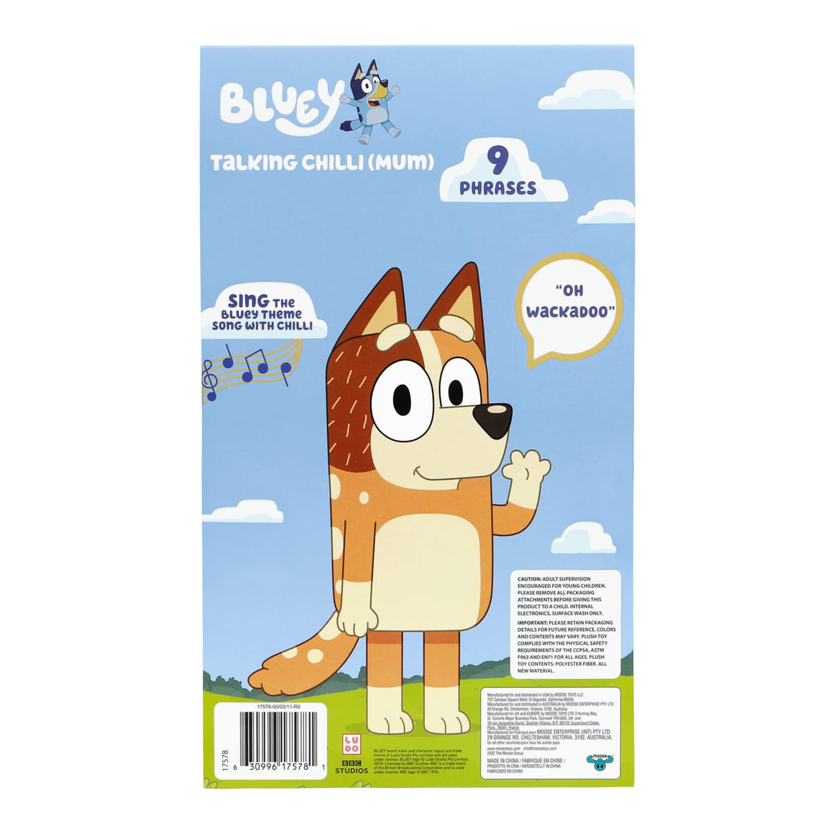 Bluey Chilli collectible singing toy with imaginative journeys during play.