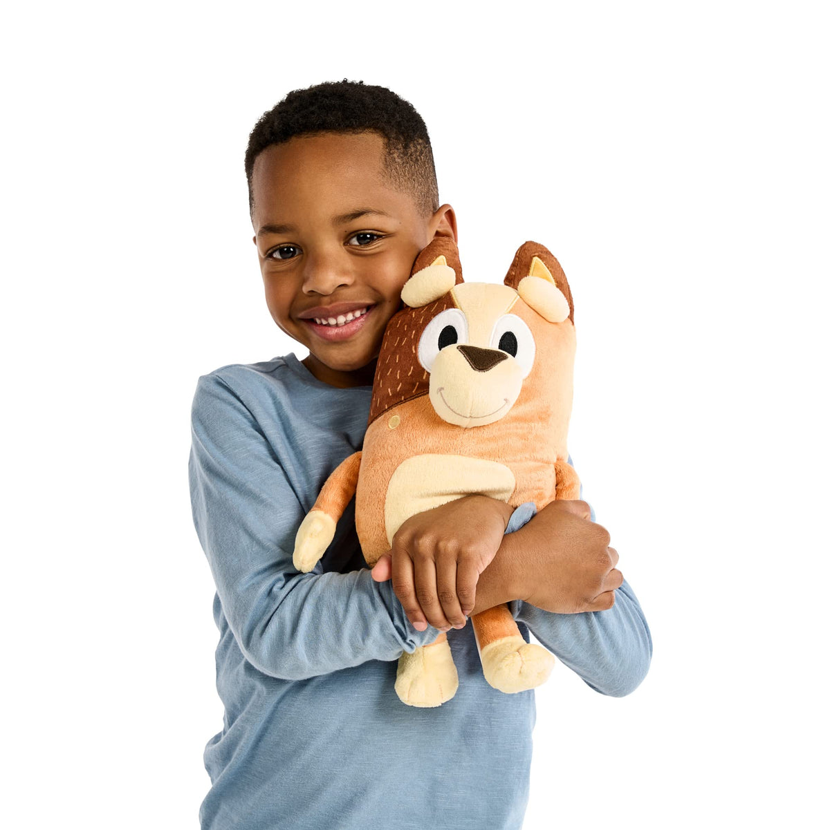 Bluey Chilli plush soft-deluxe fabric closeup, cuddly companion for storytime.