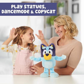 Bluey Dance and Play plush one-leg hop showcases dynamic movement and giggles.