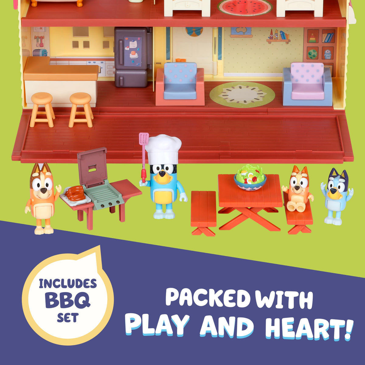 Bluey figures are poseable for dynamic family storytelling and posing.