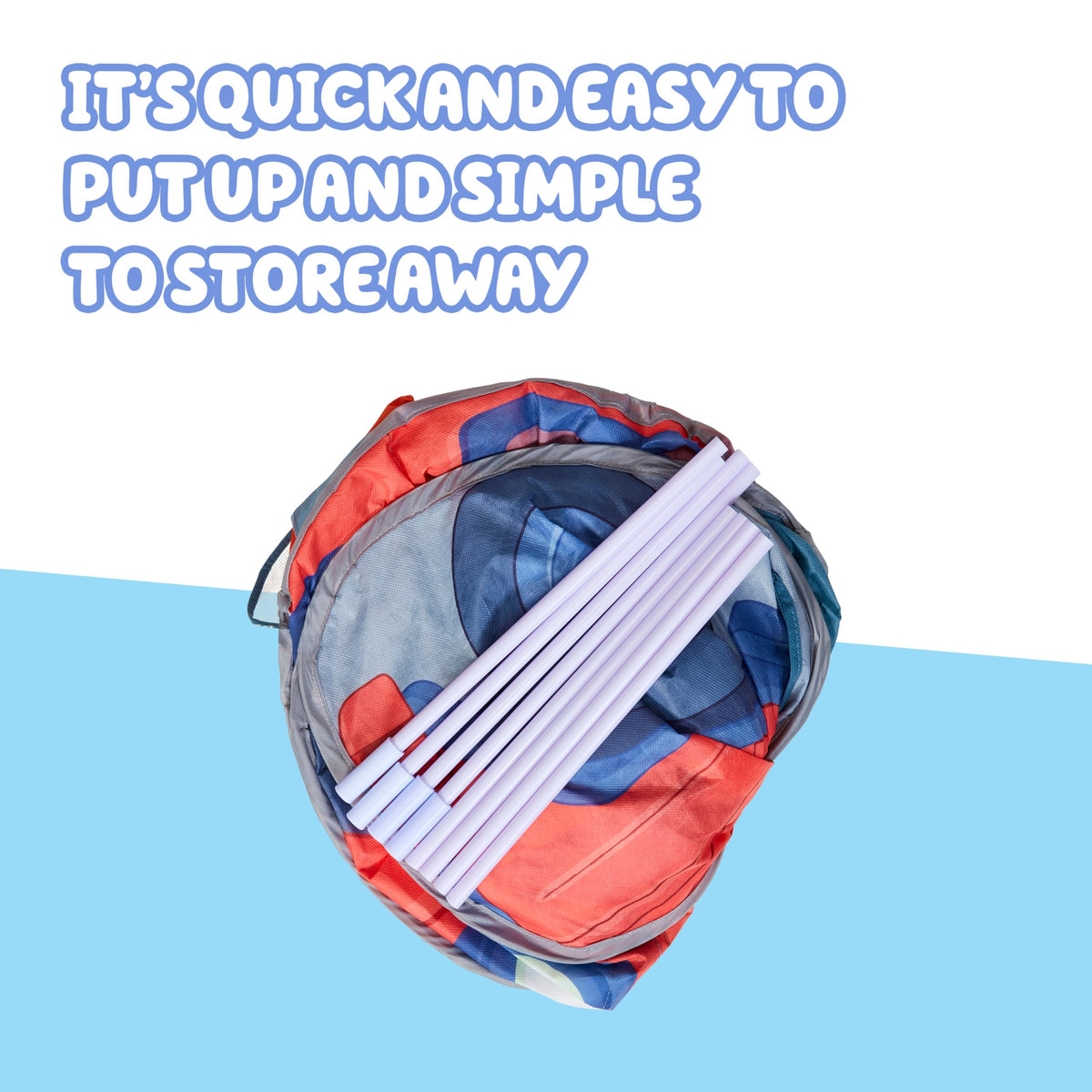 Bluey Heeler 4WD pop-up tent compact storage demonstrates quick collapse