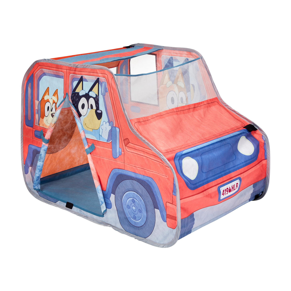 Bluey Heeler 4WD pop-up tent front view showing quick setup for active play