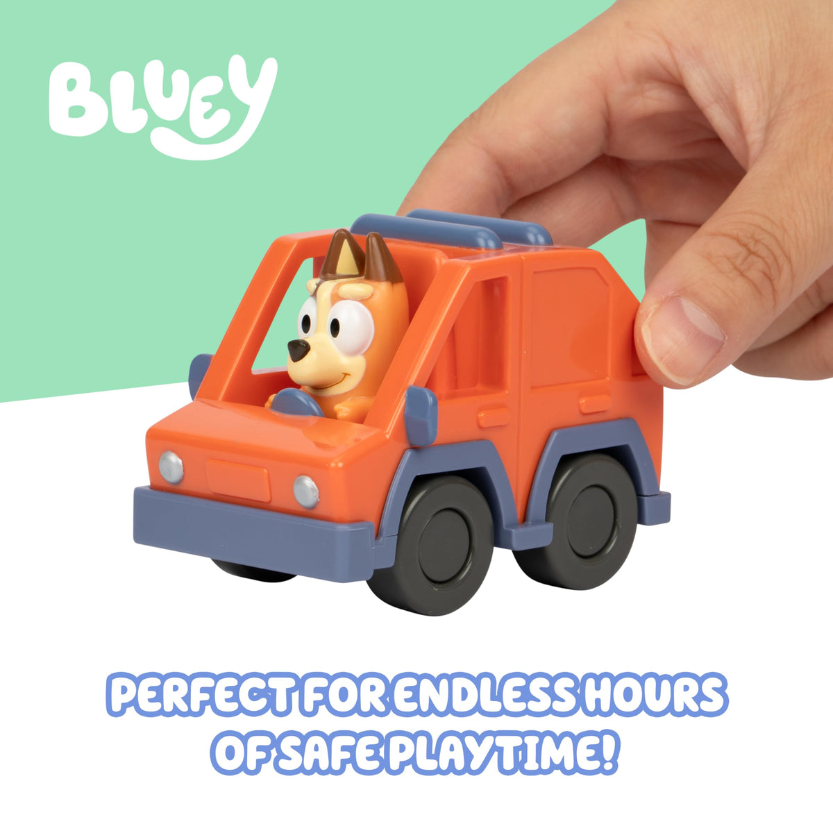 Bluey Mini Racers compact 2-5 inch; easy to store and grab for on-the-go play.