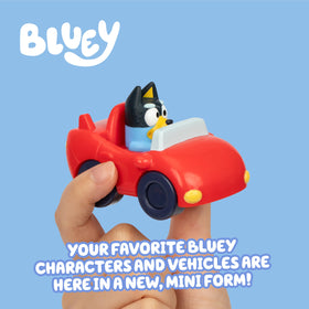 Bluey Mini Racers fire truck; immersive action toy for preschool pretend rescue scenarios.