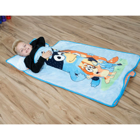 Bluey nap mat carry handle for quick transport.