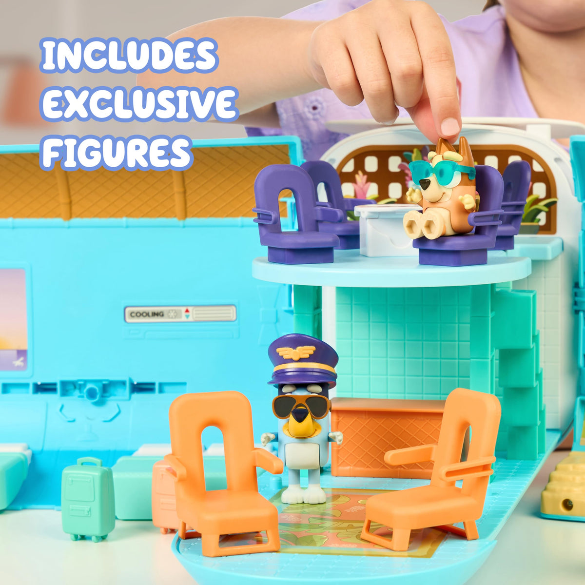 Bluey figures with Pilot Bluey and Holiday Bingo for immersive stories.