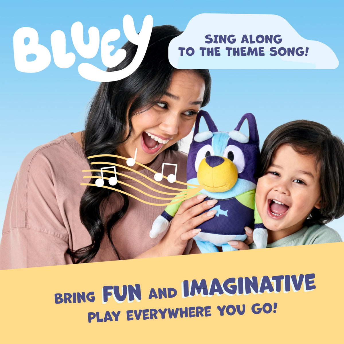 Bluey plush fabric detail; soft texture for comforting hugs