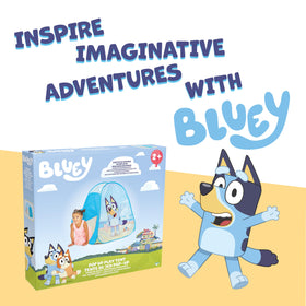 Bluey Pop N Fun Play Tent compact when collapsed for travel and sleepovers.