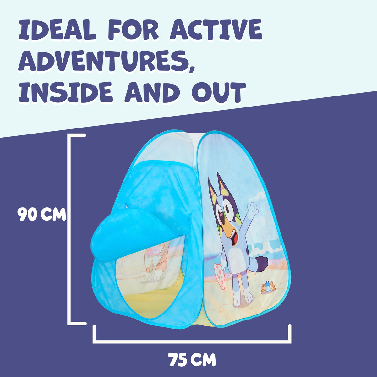 Bluey Pop N Fun Play Tent outdoors in the garden for creative games.