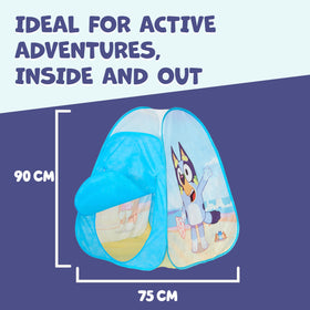 Bluey Pop N Fun Play Tent outdoors in the garden for creative games.