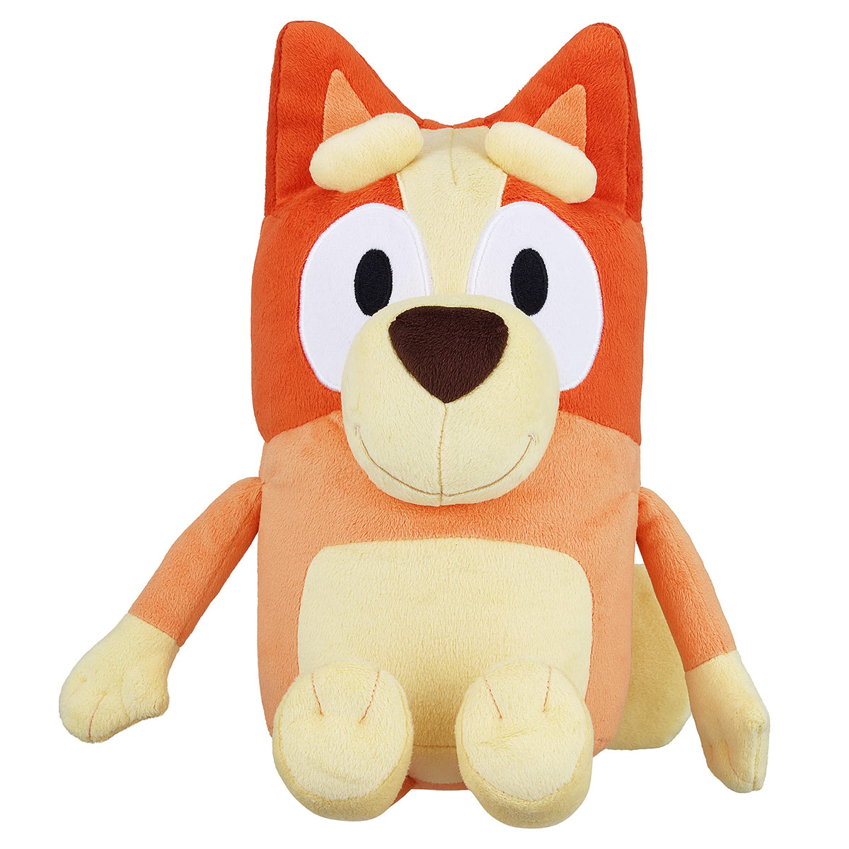 Bluey S2 Jumbo Bingo plush, close-up stitching, deluxe fabrics enhance softness and durability