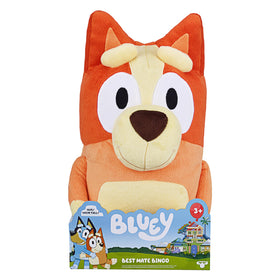 Bluey S2 Jumbo Bingo plush, front view, premium soft fabric for cuddles and showtime