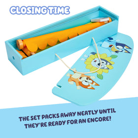 Bluey wooden construction from responsibly sourced materials.