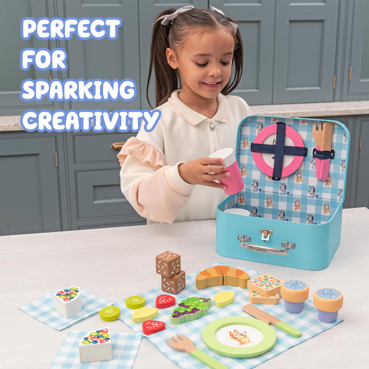 Bluey toy foods like cupcakes and croissants spark storytelling during meals