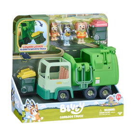 Bluey trash truck playset with Bluey and Bingo for imaginative recycling adventures.