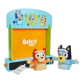 Bluey wooden puppet theater 20-inch stage for imaginative play.