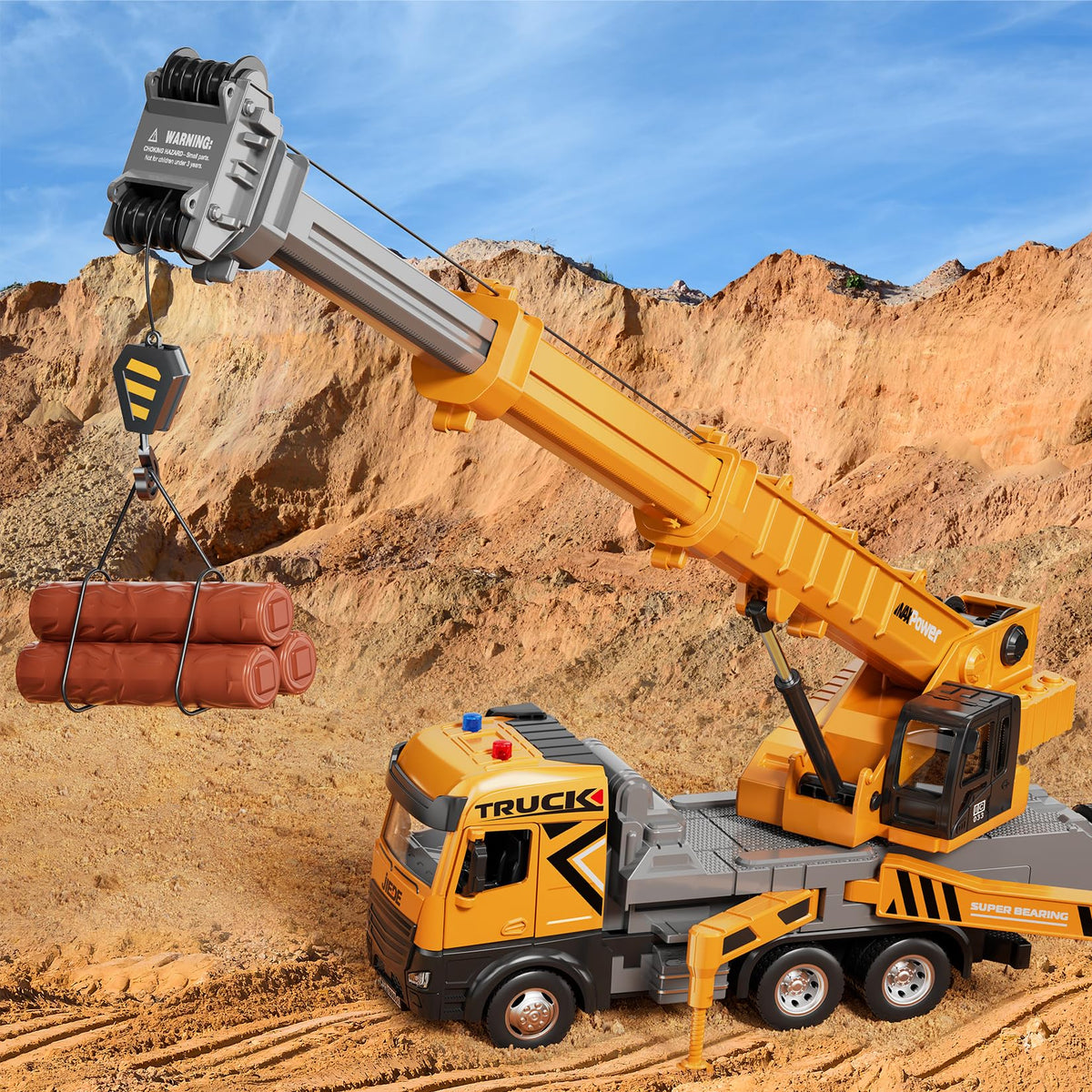 BLUEYAK crane arm 29-inch in action for imaginative building play.