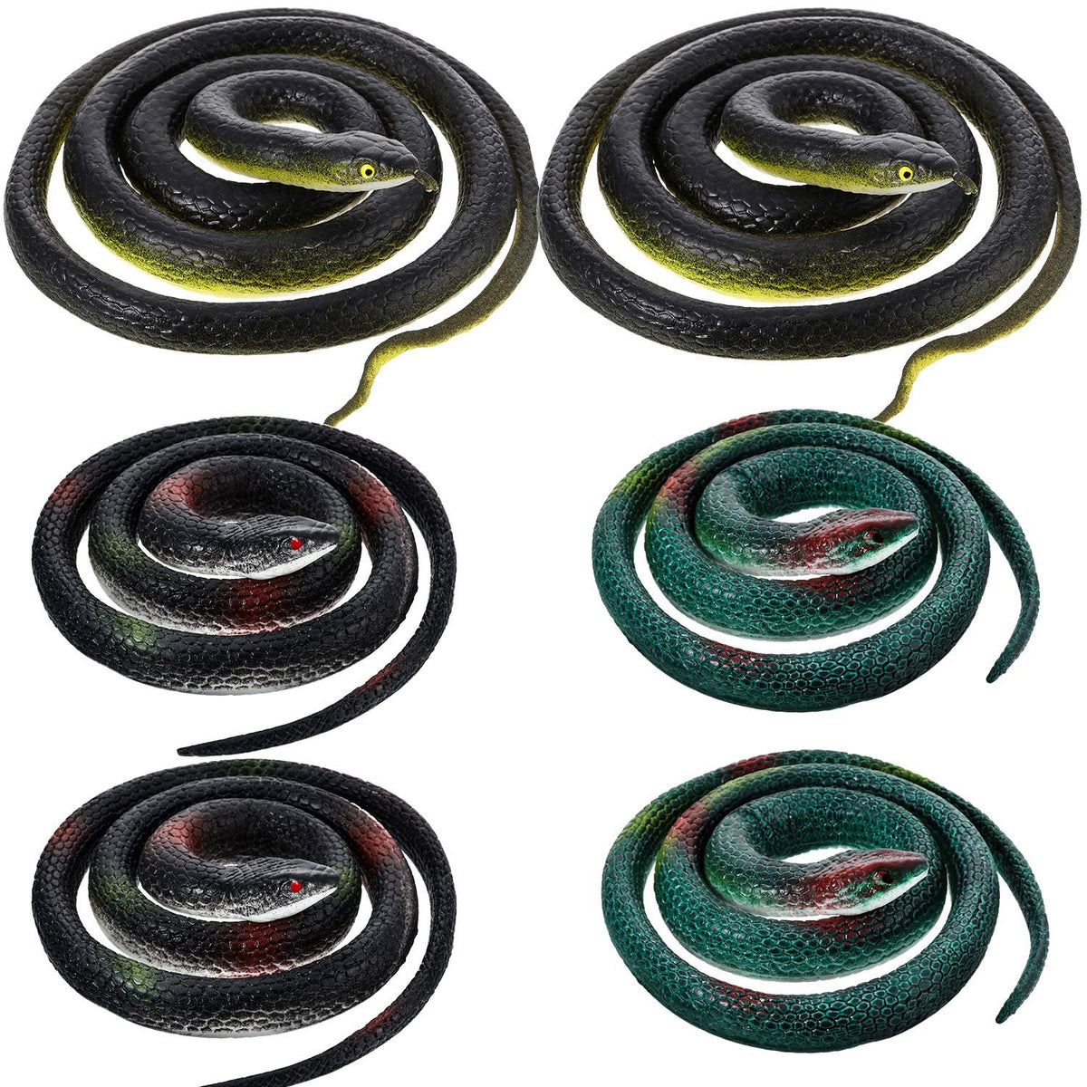 Blulu large 47-inch rubber snake decoy for garden deterrence.