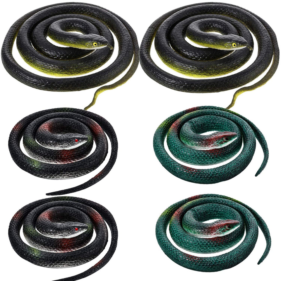 Blulu large 47-inch rubber snake decoy for garden deterrence.