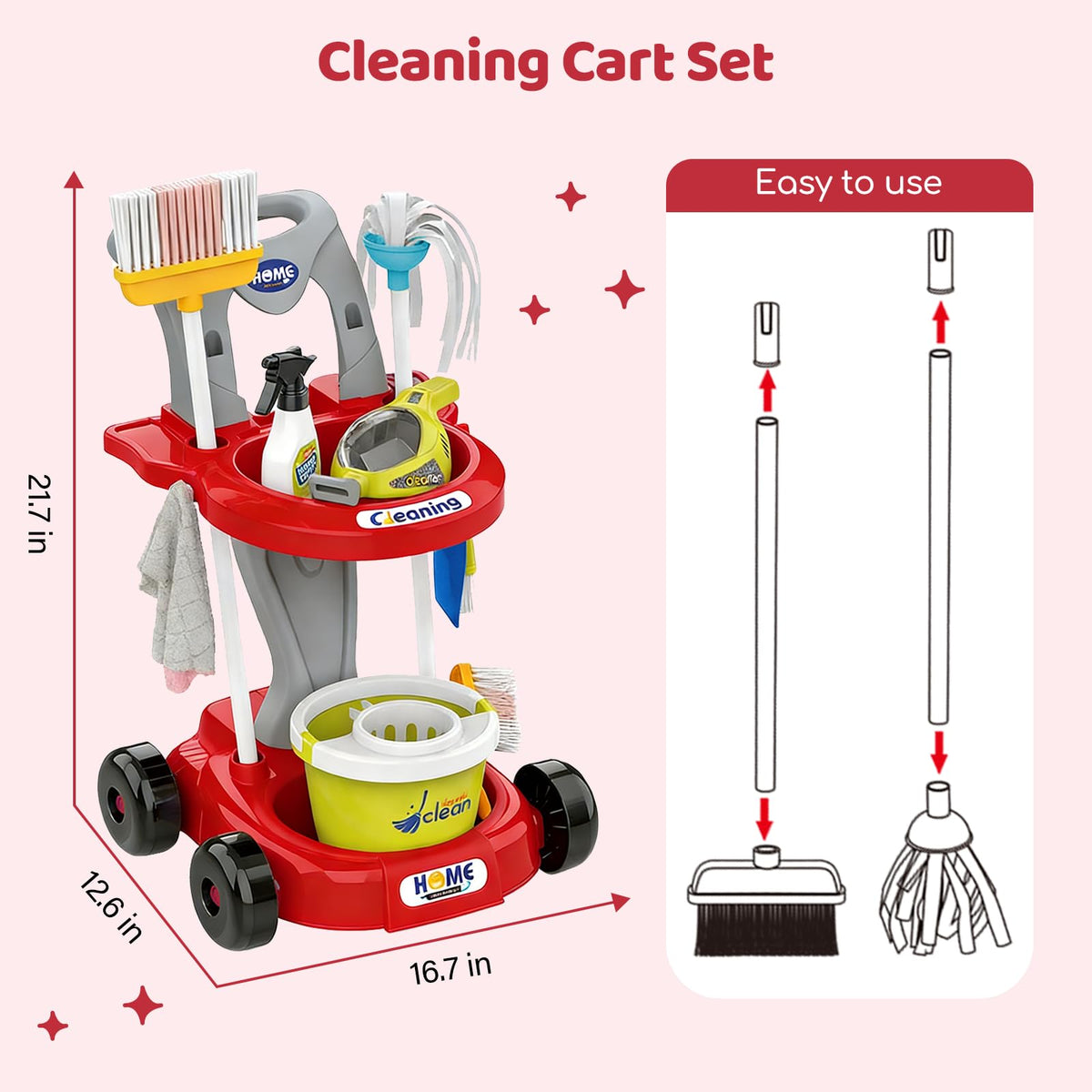 Bluocean broom and dustpan, develop coordination during tidy-up play.