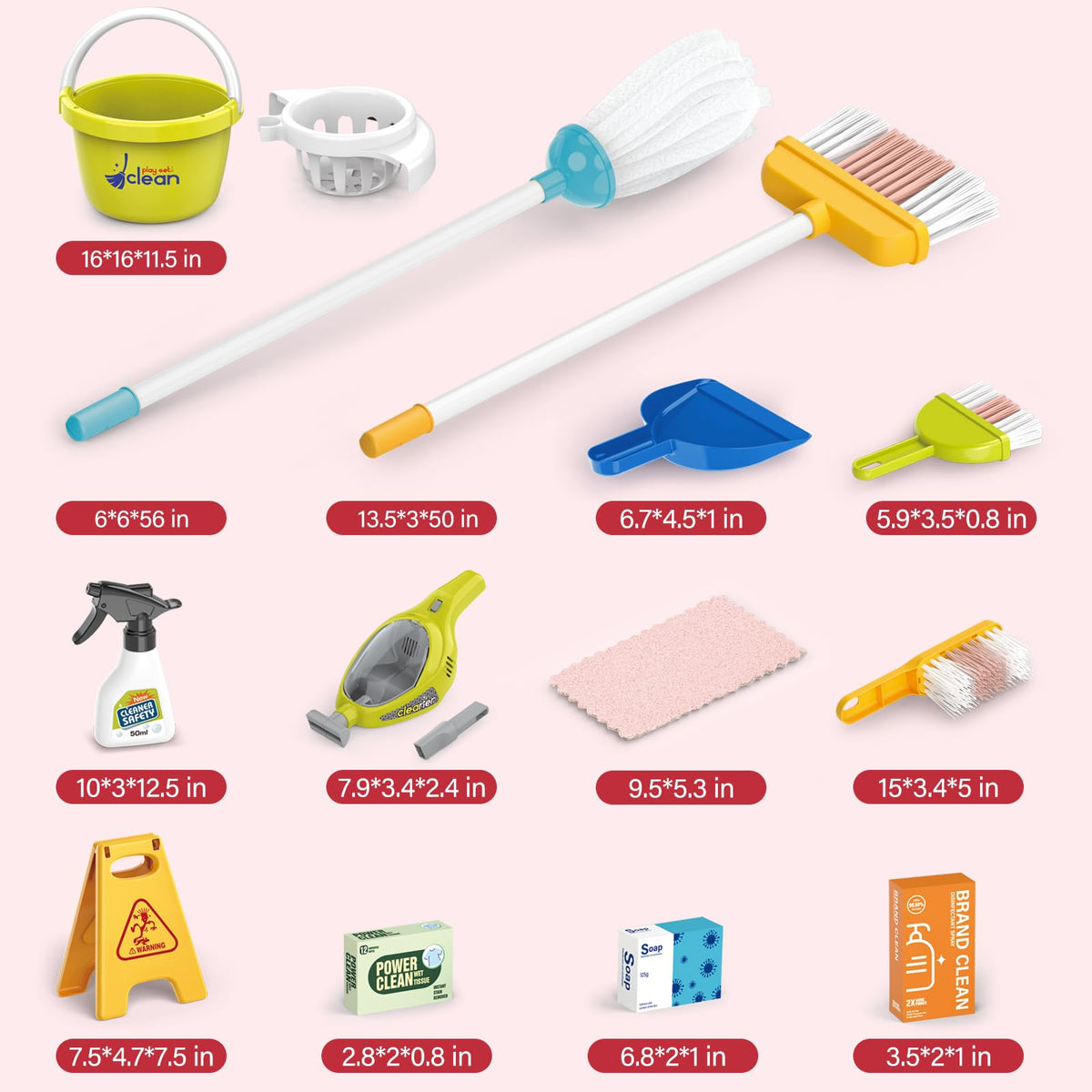 Bluocean toddler cleaning toy set vacuum, enhances early cleaning role-play.