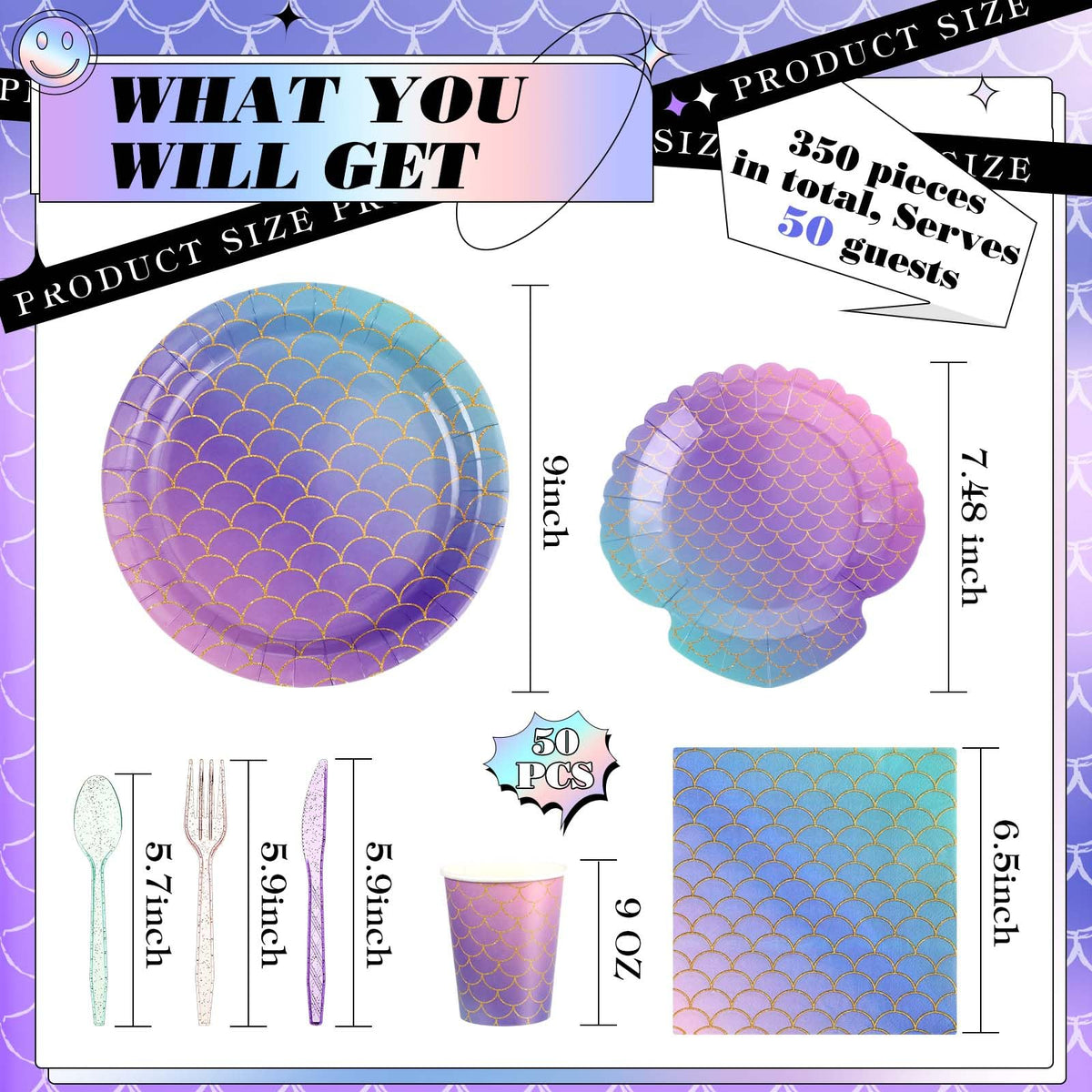Blushtier mermaid napkins add color and convenience for guests.