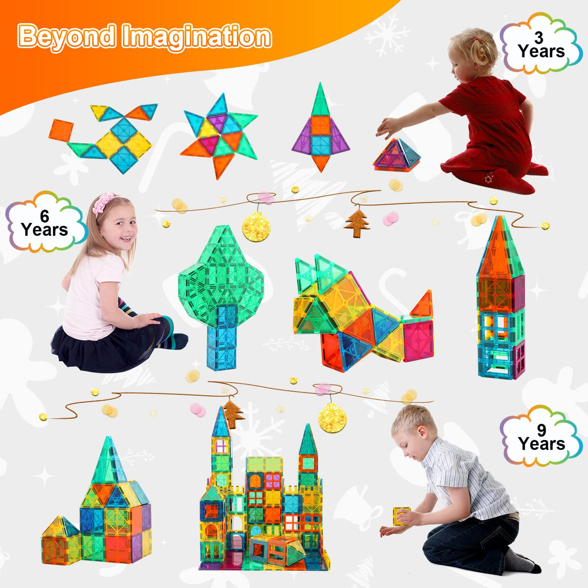 Bmag Magnetic Tiles in use as kids build, promoting imagination and spatial awareness.